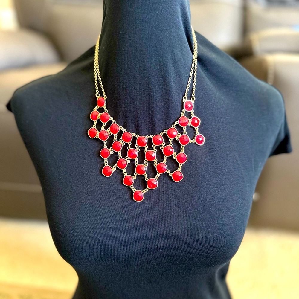 Red Stone Statement Necklace